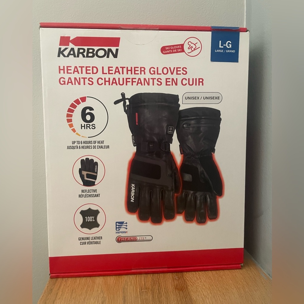 Karbon Heated Leather Gloves Size L